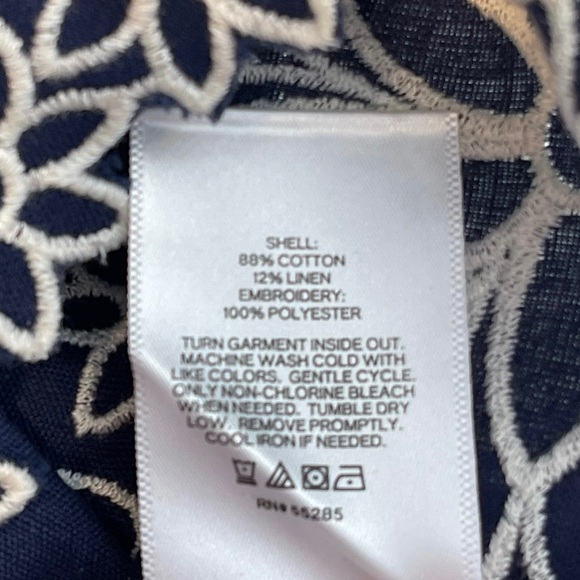 Express Blue Top Puff Sleeve Blouse Bohemian Embroidered Floral Size Small - Picture 7 of 13